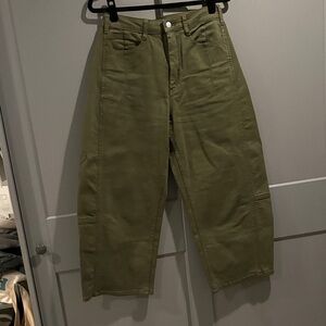 Anthropologie Pilcro Olive Green Barrel Leg Pants